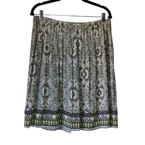 C&B Established 1962 Womens Paisley Beaded Hem Rayon Skirt Olive Green Medium